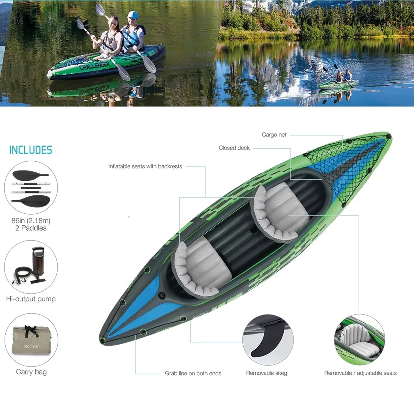 Challenger Kayak Inflatable Boat with Paddles & Air Pump