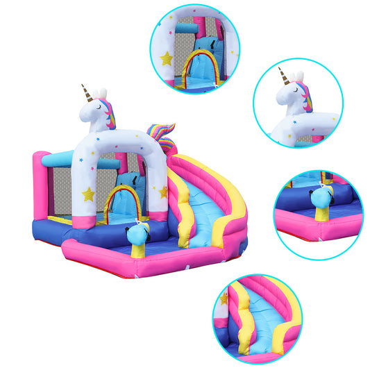 Inflatable Unicorn Bouncer Combo with Slide and Pool for Kids